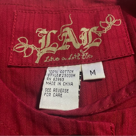 LAL Live A Little Red Textured 3/4 Sleeve Cotton Jacket Blazer - Picture 5 of 5